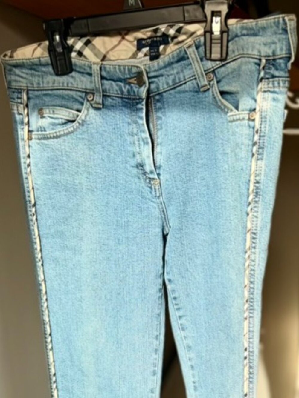 Burberry Light Wash Side-Stripe Jeans – Size 10 - Picture 1 of 6